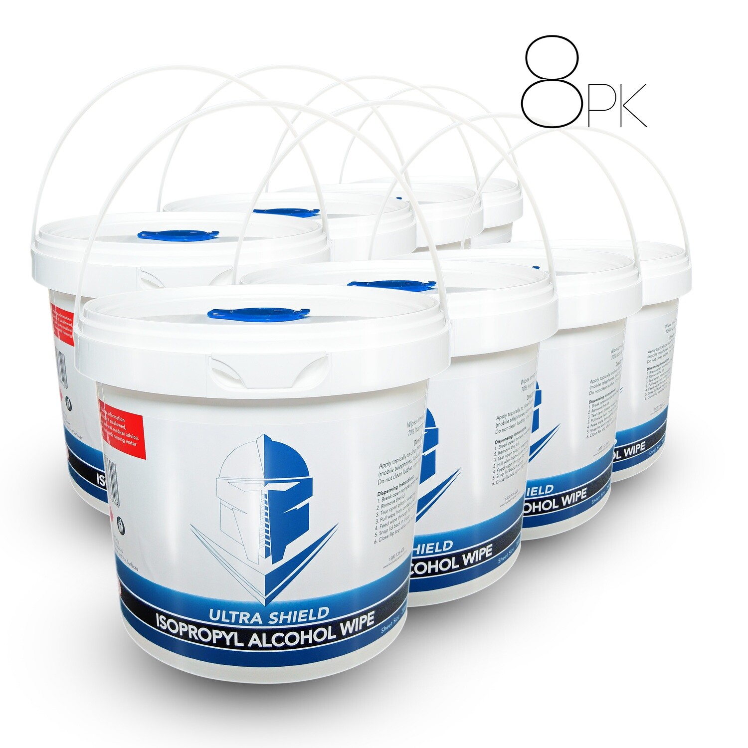 ALCOHOL WIPES (ISOPROPYL 70) ULTRA SHIELD BUCKET 150 PACK AUSTRALIAN