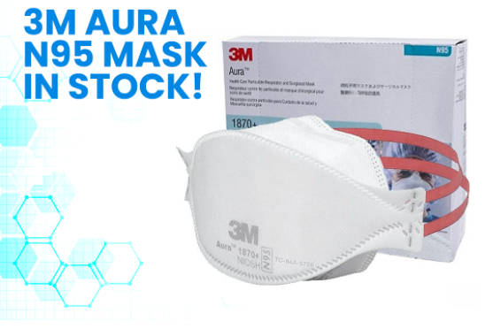 3M N95 P2 1870+ Flat Fold Particulate Respirator Surgical Mask with Fluid Resistance (20/Box)