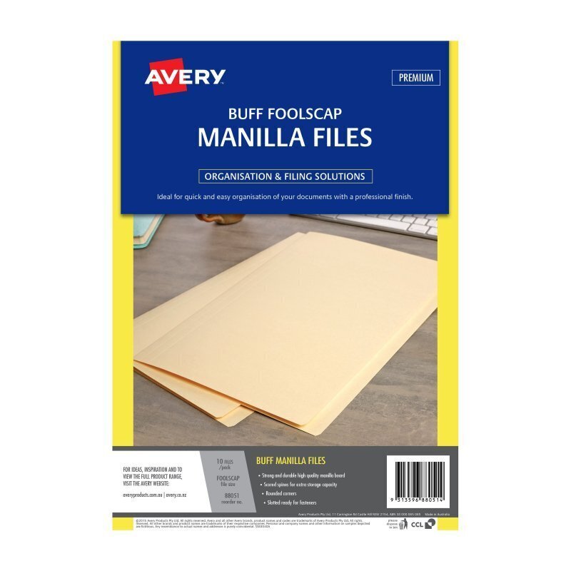 Avery Manilla Folder Buff Foolscap Pk10