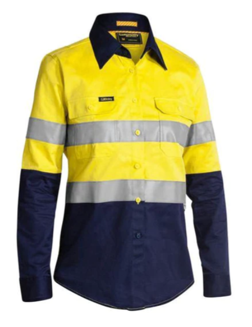 Bisley 3M Taped 2 Tone Womens Hi Vis Industrial Shirt