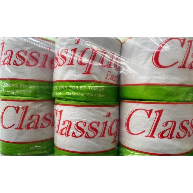 ​Classique Earth Recycled Toilet Tissue Rolls 2 Ply Ctn: 48 Rolls x 700 Sheet