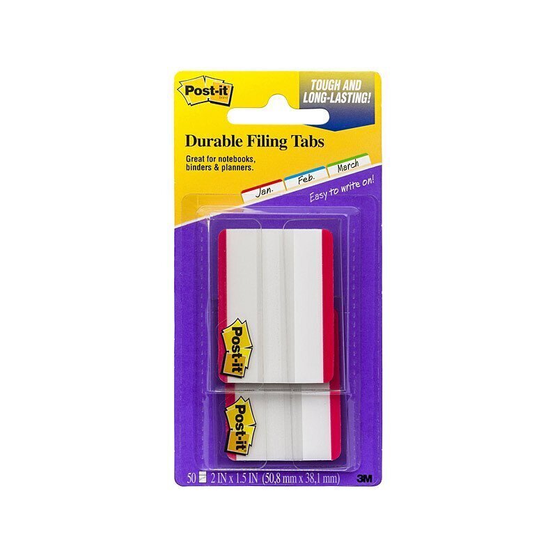 Post-It Tabs 686F-50RD Durable Filing Red Pk2 Bx6