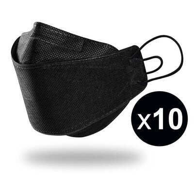 10 Pack KF94 Classic Black 4-Layer Face Masks With Earloops