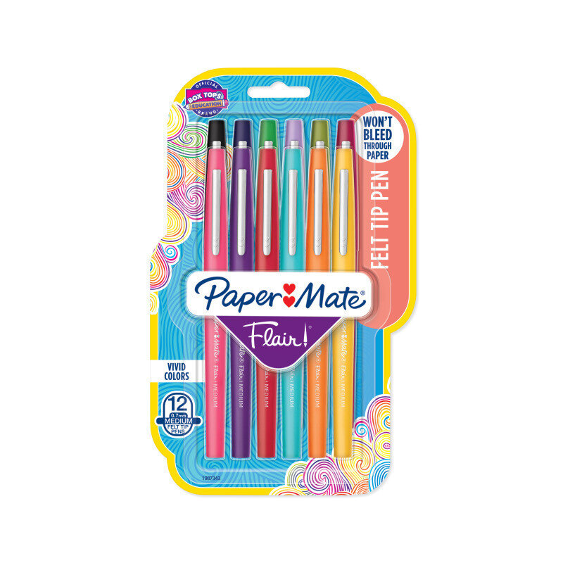PM Flair Felt Tip Ast Pk12 Bx6