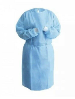 Isolation Gown Knitted Cuff Blue 45gsm 100Pack