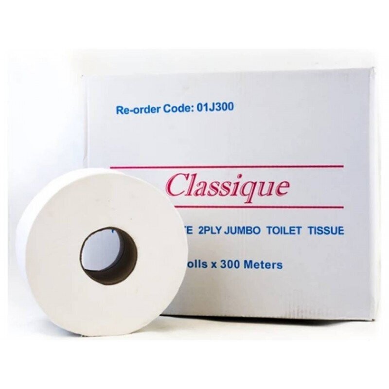 ​Classique Premium 2 Ply Jumbo Toilet Rolls  2Ply: 8 Rolls x 300M