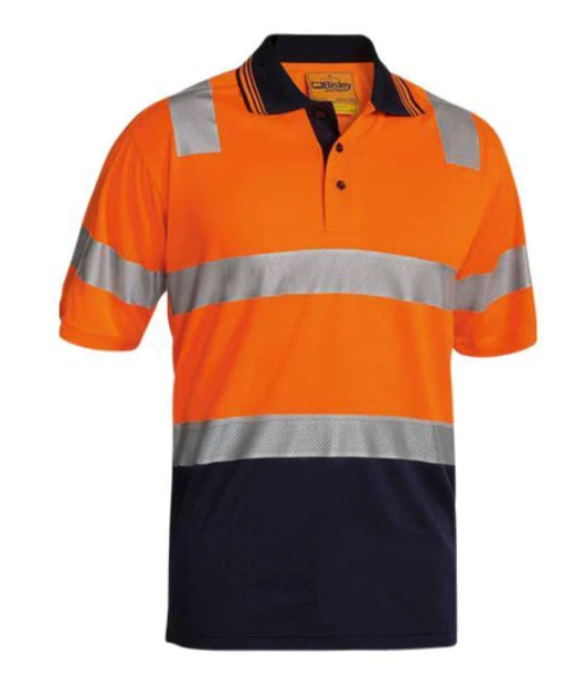 Bisley 3M Taped Hi Vis Two Tone Micromesh Polo Shirt - Short Sleeve BK1258T