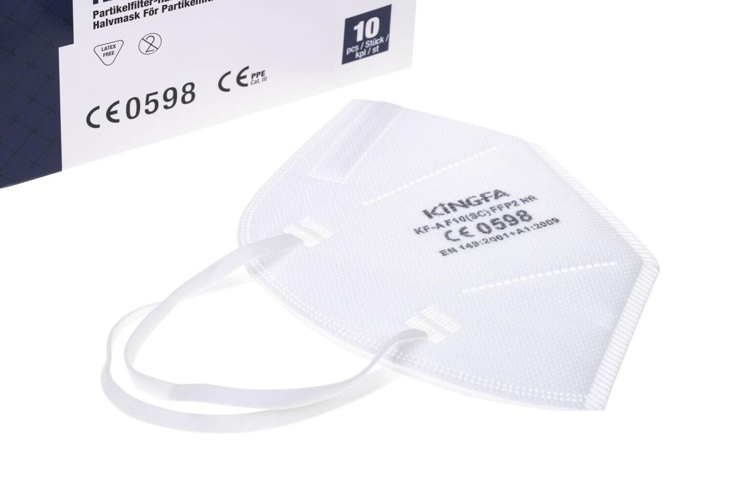 FFP2 White Particle Filtering Half Face Masks-KF-A F10(SC) - 10 PACK