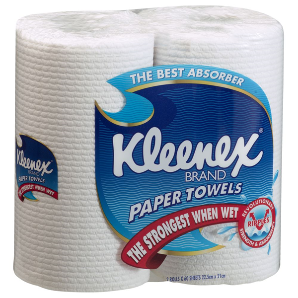 Kleenex 4430 White Kitchen Towel Perforated Ctn:  12 Rolls x 60 Sheet