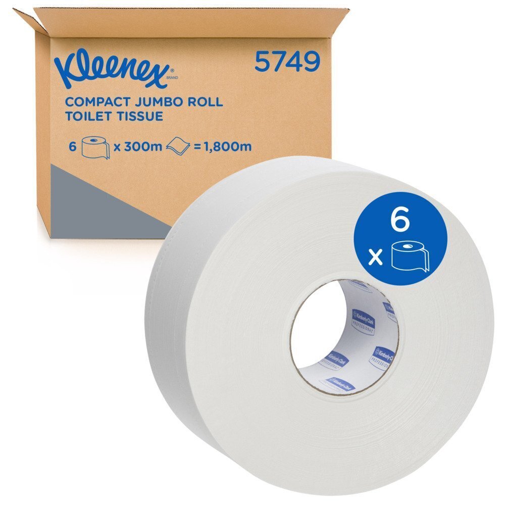Kleenex 5749 Jumbo Toilet Rolls 2 Ply Ctn:  6 Rolls x 300m