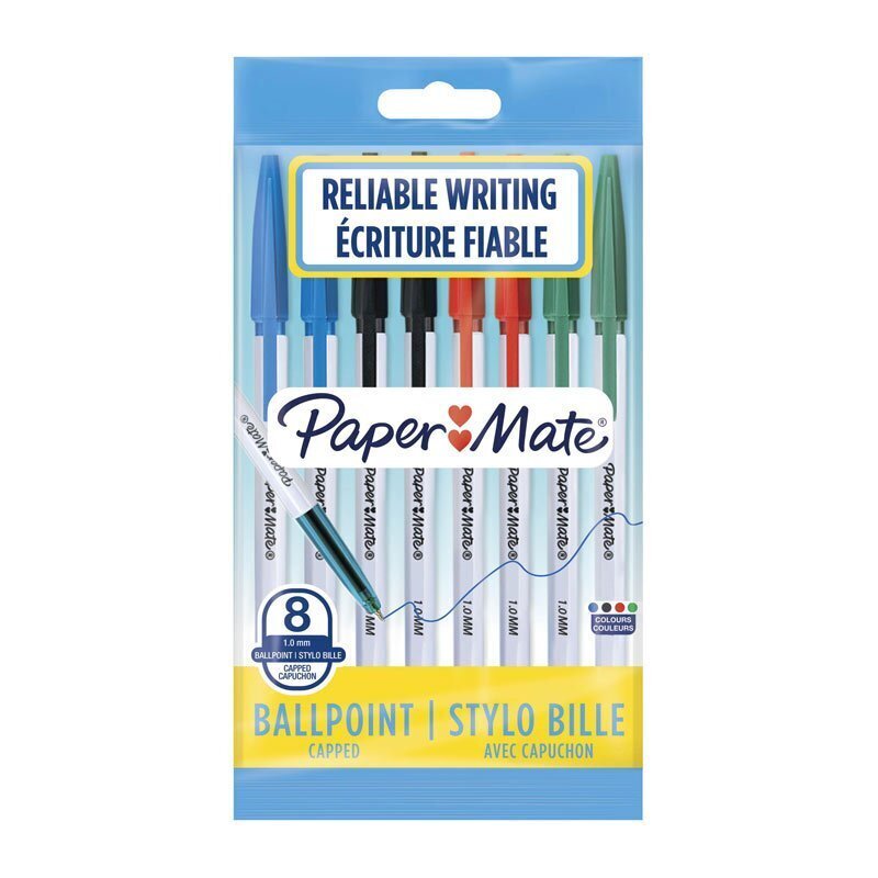 Papermate 045 1.0mm Ball Pen Business Assorted Pk8