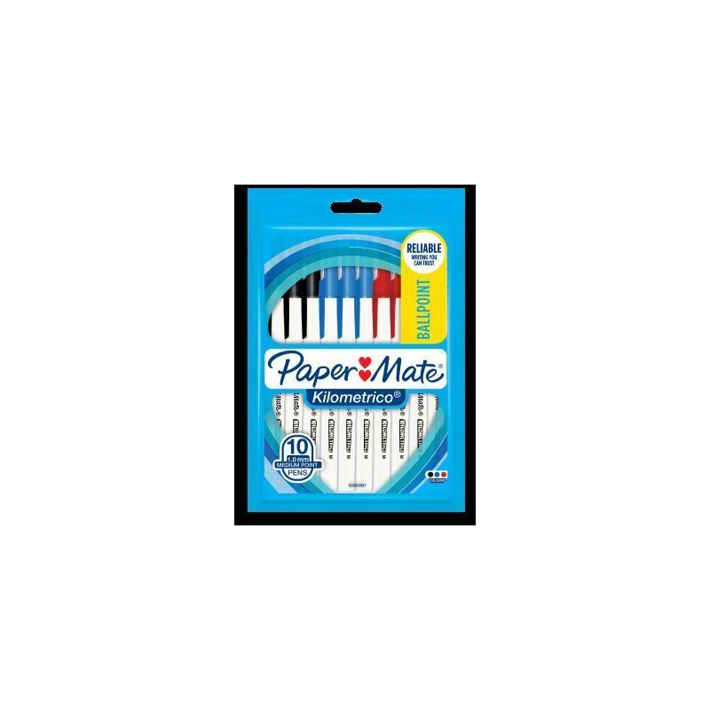 Paper Mate Kilometrico Cap Ball PenBusAstPk10 Bx12