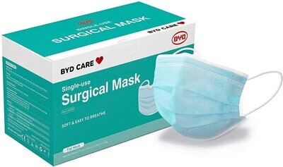BYD Care Level 3 Surgical Medical Face Masks Superior Quality Box/50 X 40 pack carton