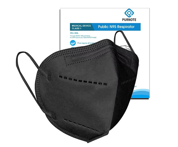 Purnote N95 Black Medical Mask Individually Wrapped & Bar Coded - 10 pack