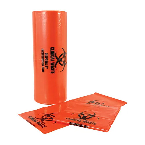 Bio Hazard Incinerate Only Waste Bags Bin Liners 34L