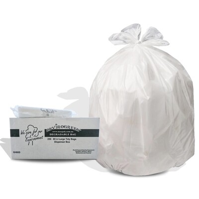 80L White Envirogreen Bin Liners, Rubbish Bags, 95X75cm, 10x25 (250 Bags)