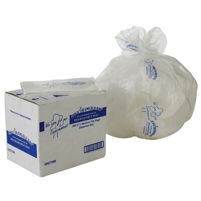 27L White Envirogreen Bin Liners, Rubbish Bags, 59x51cm, 20x25 (500 Bags)