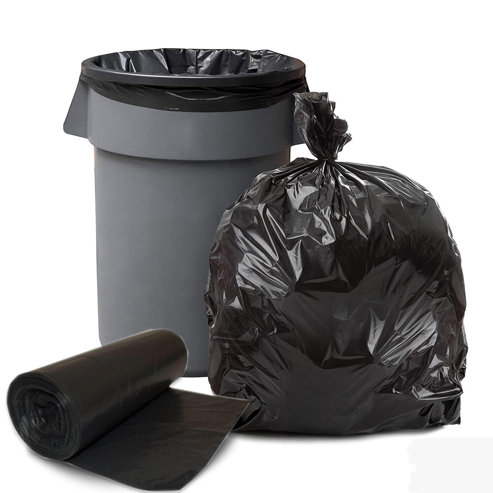 240L Black Heavy Duty Bin Liners, Rubbish Bags, 24�m, 142x56cm (100 Garbage Bags / Roll)