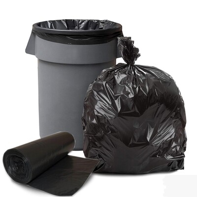 240L Black Heavy Duty Bin Liners, Rubbish Bags, 24�m, 142x56cm (100 Garbage Bags / Roll)