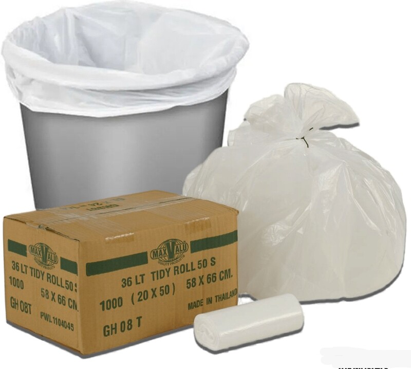36L White Bin Liners, Rubbish Bags, 58x66cm, 20x50 (1,000 Bags)