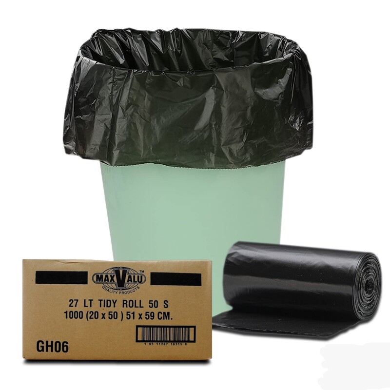 27L Black Bin Liners, Rubbish Bags, 59x51cm, 20x50 (1,000 Bags)