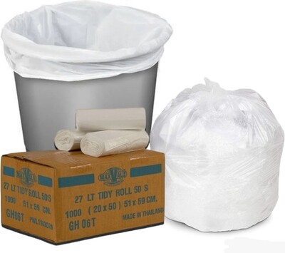 27L White Bin Liners, Rubbish Bags, 59x51cm, 20x50 (1,000 Bags)
