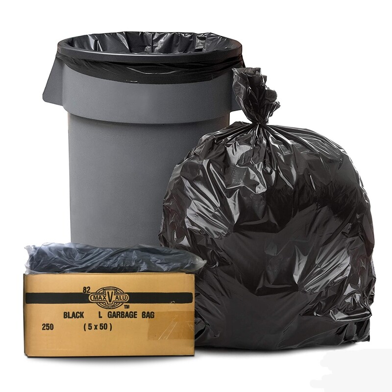 82L Black Heavy Duty Bin Liners, Rubbish Bags,19micron (250 Bags)