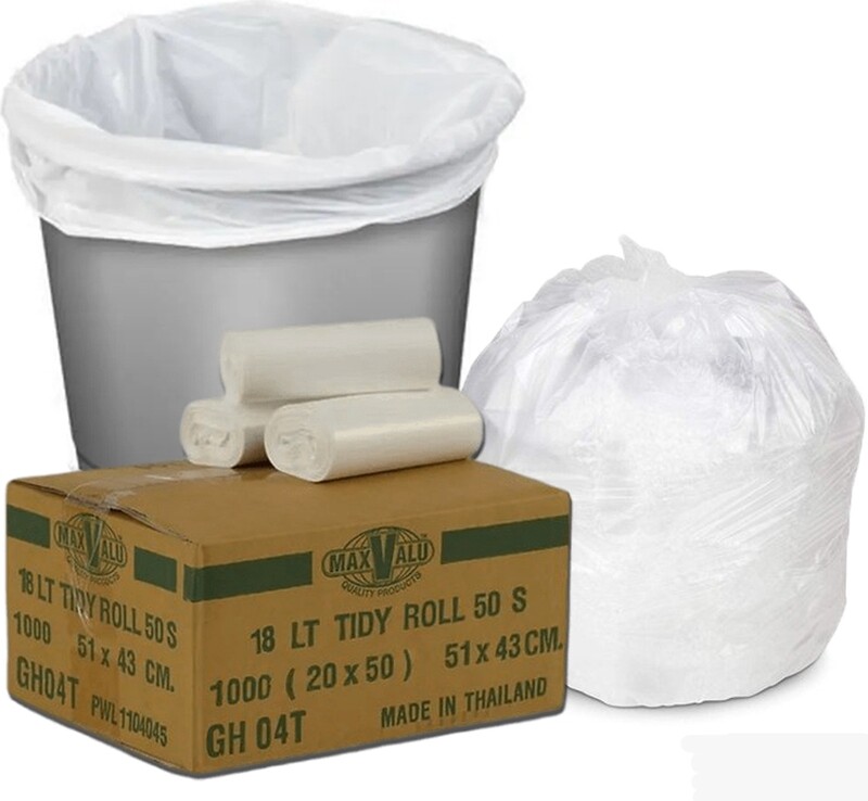 18L White Bin Liners, Rubbish Bags, 51x43cm 20x50 (1000 Bags)