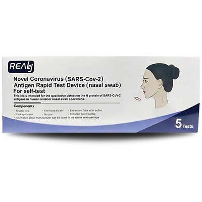 5 Pack Realy Tech COVID-19 Rapid Antigen Home Test Kit Nasal Swab
