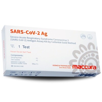 Single Test Maccura Covid-19 Rapid Antigen Nasal Swab Self-Test Kit ~ Very High Sensitivity