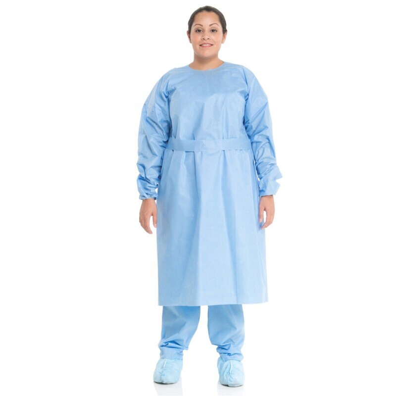 HALYARD Level 3 Isolation Gown, Blue, Tie Waist, Elastic Cuffs (10 Gowns/Bundle)