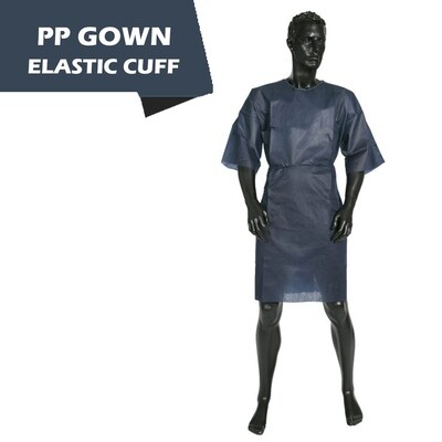 PP Disposable Short Sleeved Patient Gown Blue With Ties
