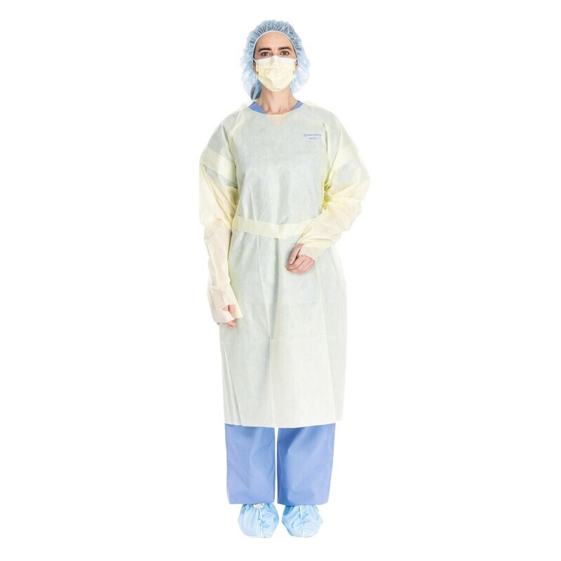 HALYARD Level 2 Isolation Gown, Yellow, Tie Waist, Elastic Cuffs (10 Gowns/Bundle)