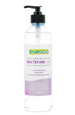 Bacterine Liquid Hand Sanitiser Gel - 500ml pump bottle x 15 ctn