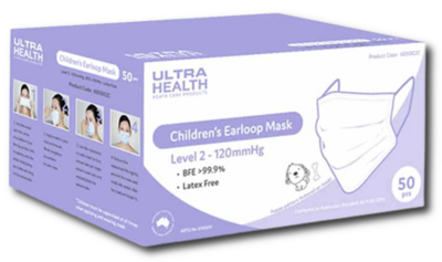 Ultra Health 3PLY Kids Face Masks Level 2 - TGA Approved Box/50