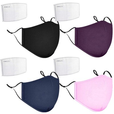 Pure Cotton KN95 Washable/Reusable Cloth Face Mask + 1x PM 2.5 Filter, Adjustable Ear Loops
