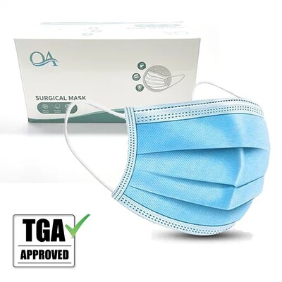 50 Pack Disposable TGA Certified Blue Surgical Level 2 Face Masks