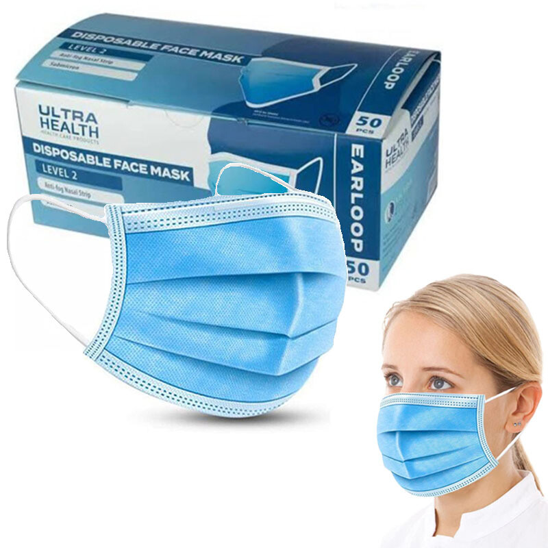 3PLY Surgical Face Masks Level 2 with Ear Loop Anti-Fog TGA Approved Box of 50