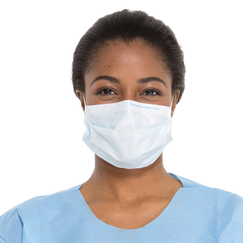 HALYARD FLUIDSHIELD Level 1 Procedure Mask with SO SOFT Lining and SO SOFT Ear Loops, Blue (50 Masks/Box)