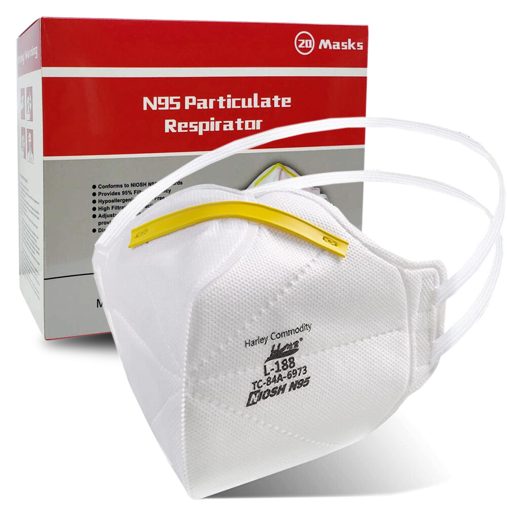 Box of 20 Harley L-188 N95 Particulate Respirator Flat-Fold Face Mask, NIOSH & TGA Approved