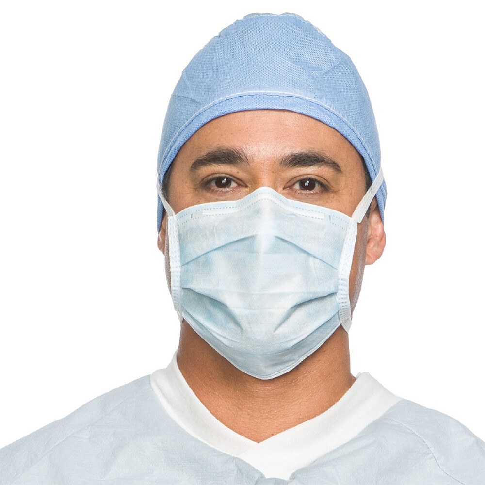 HALYARD Surgical Mask, Pleat-Style with Ties, Blue (50 Masks/Box)