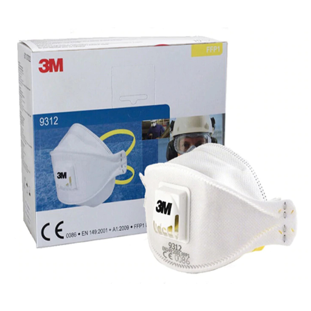 3M Flat Fold Particulate Respirator 9312 P1 Valved, Box of 10