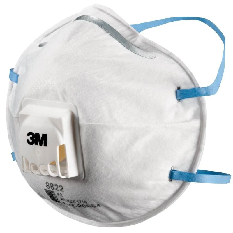 3M Cupped Particulate Respirator 8822, P2, Valved Face Mask (10 Per Box)