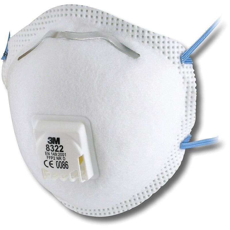 3M Cupped Particulate Respirator 8322, P2, Valved (10 Per Box)