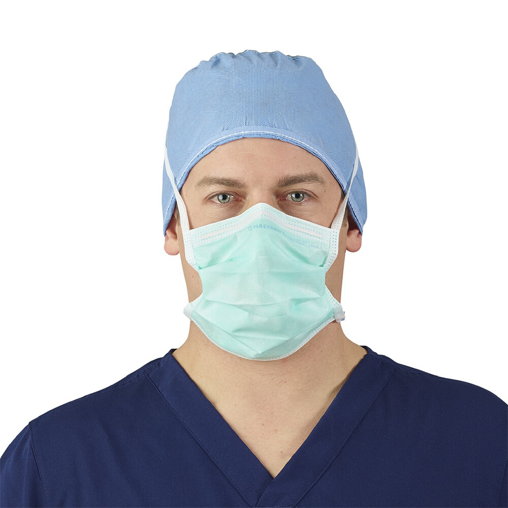 HALYARD FLUIDSHIELD Level 1 Anti-fog Surgical Mask with Smart Adhesive and SO SOFT Lining, Green (50 Masks/Box)