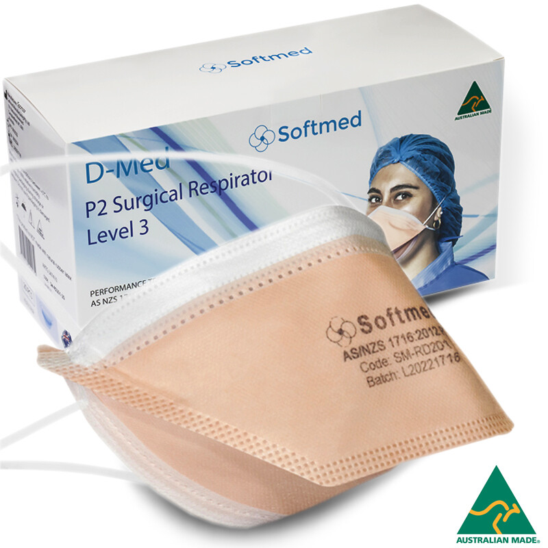Box of 50 Softmed D-Med N95 Health Care Surgical Mask Anti-Fog Level 3 Individually Wrapped -Australian Made