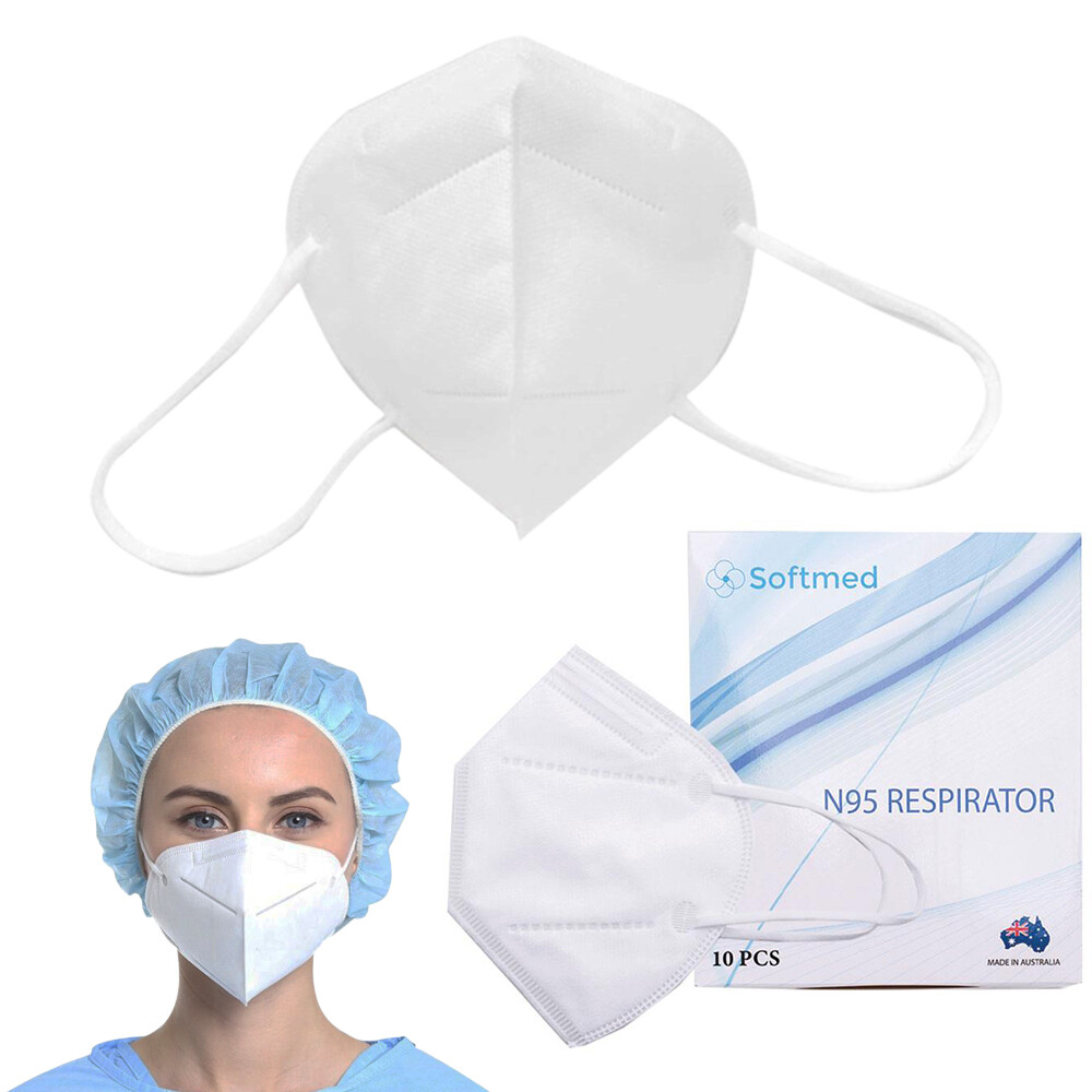 20 X 10pk Softmed N95 P2 Respirator Face Mask Individually Wrapped Flat Folded Ear Loop Level 2 -Australian Made