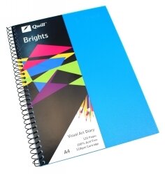 VISUAL ART DIARY QUILL A4 BRIGHTS MARINE BLUE 60LF