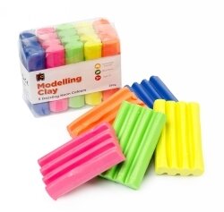 CLAY MODELLING EC FLUORO 50G [BL RD YW PK GR] FUN CLAY
