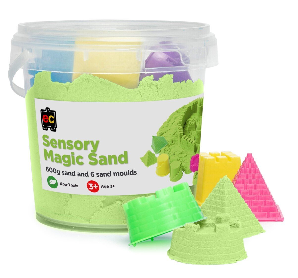 SENSORY SAND EC 600G MAGIC GREEN WITH 6 MOULDS
